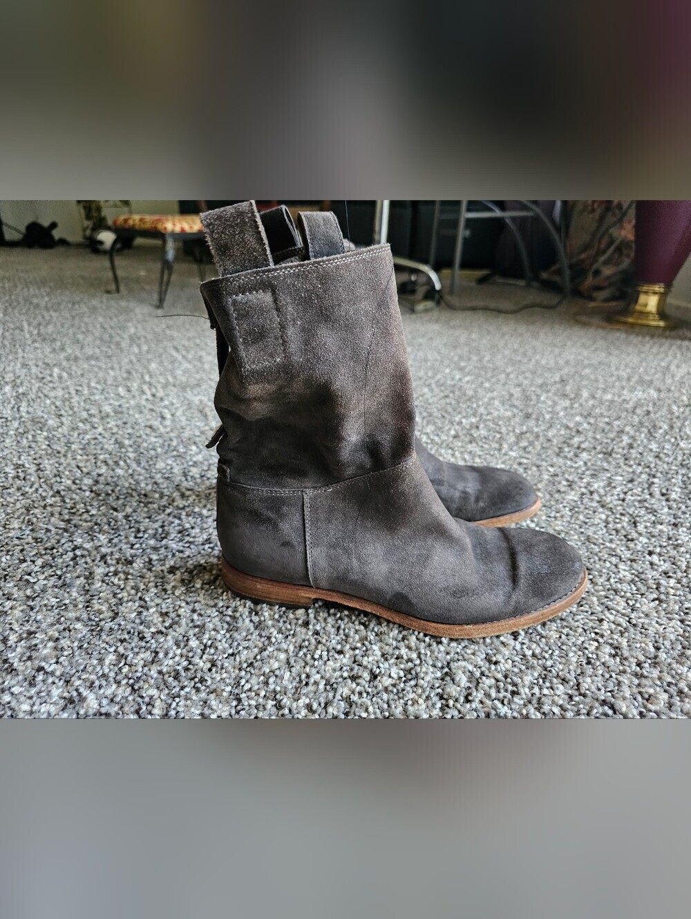 ALBERTO FERMANI Men's Suede Pull-On Boots in Dark Gray